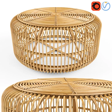 Rattan Meja Coffee Table - Stylish and Functional 3D model image 1 