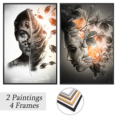 2-Piece Painting Set with Multiple Frame Options 3D model image 1 