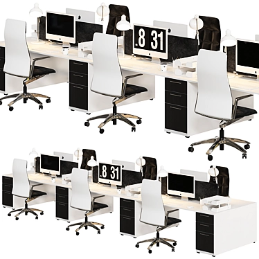 Sleek Modern Office Furniture Set 3D model image 1 