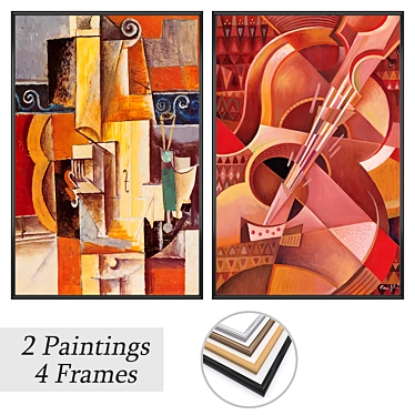 Decorative Wall Art Set with Frame Options 3D model image 1 