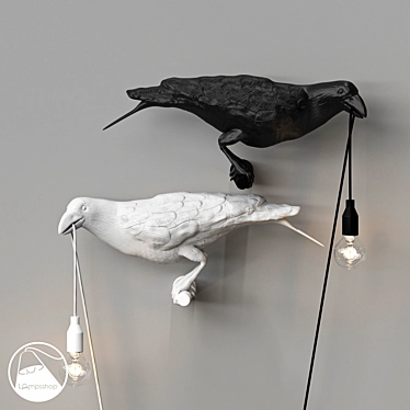 Vintage Industrial Crow Lamp 3D model image 1 