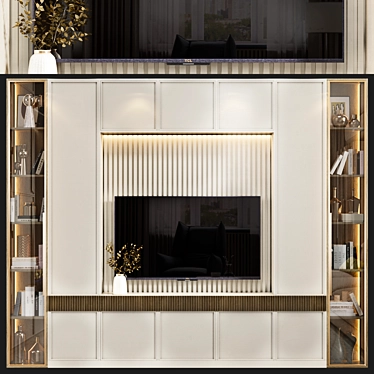 Elegant Neoclassical TV Wall 3D model image 1 