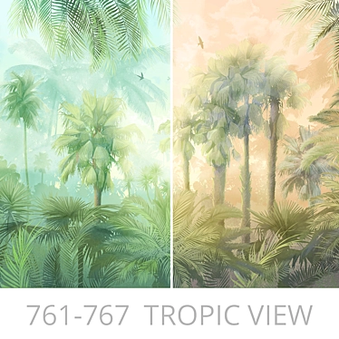 Title: Tropical Paradise Panels - Customizable Design Wallpapers 3D model image 1 