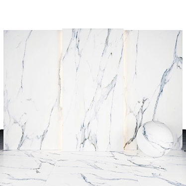 Elegant Solo White Marble Slabs 3D model image 1 