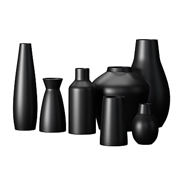 Sleek Black Ceramic Vases 3D model image 1 