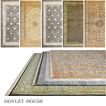 Luxury Kashmir Silk Carpets - 5 Piece Set 3D model image 1 