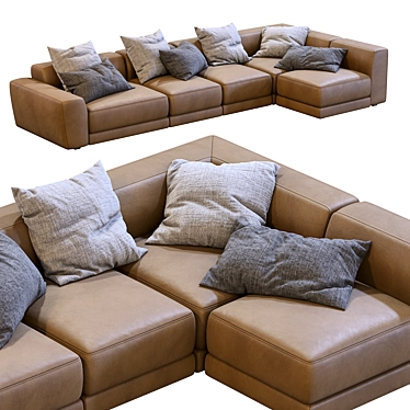 Jesse Pasha Leather Sofa: Modern Elegance for Your Home 3D model image 1 