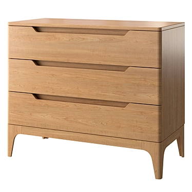 Rustic 3-Drawer Chest Douv 3D model image 1 