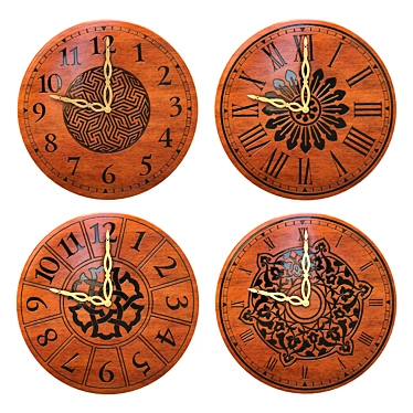 Elegant Wooden Clock Collection 3D model image 1 