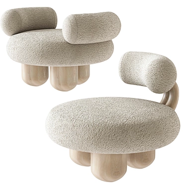 Luxury Sparkle Chair & Ottoman Set 3D model image 1 