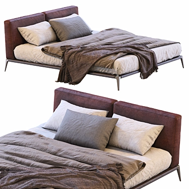 Poliform Park Uno Leather Bed 3D model image 1 