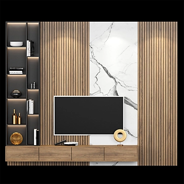 Modern TV Stand in Black 3D model image 1 