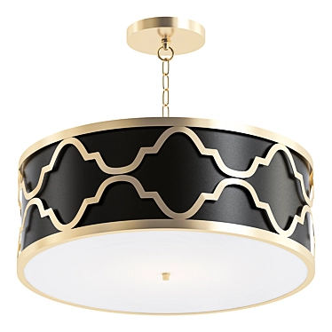 Elegant Black & Gold Hanging Light 3D model image 1 