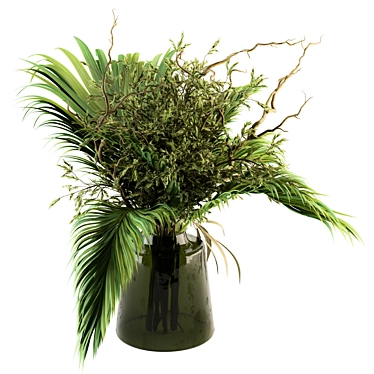 Tropical Elegance: Green Palm Bouquet 3D model image 1 