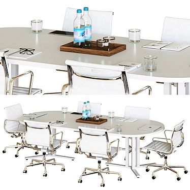 Sleek White Conference Table 3D model image 1 