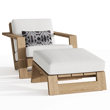 RH Reyes Teak Lounge Chair - Outdoor Comfort at Its Best! 3D model image 1 