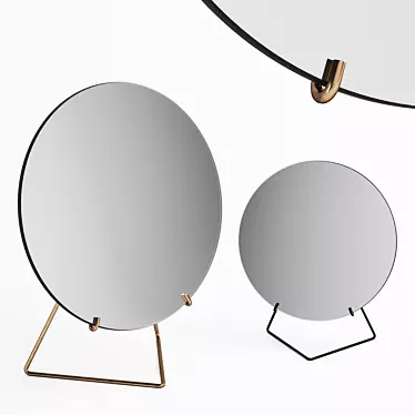 Minimalist Standing Mirrors: Brass & Black 3D model image 1 