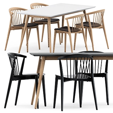 Modern Nordic Dining Set: Newood Light Chair & Tell Dining Table 3D model image 1 