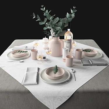 Elegant Dining Set - 1200x1200mm 3D model image 1 