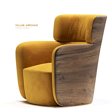 Cozy Yellow Armchair: Soft, High-Back Comfort 3D model image 1 