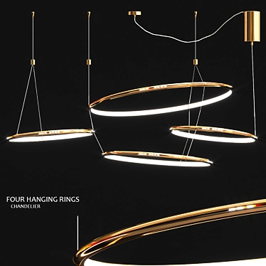 Sleek Halo Ring Chandelier 3D model image 1 