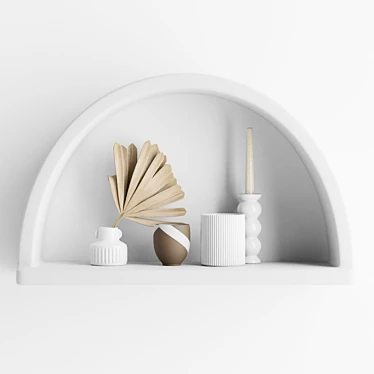 Boho Arc Wall Shelf: Artful, Raw-Hewn Design 3D model image 1 