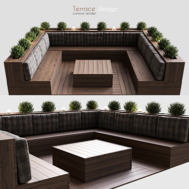 Outdoor Oasis: Designer Terrace with Corona Render 3D model image 1 