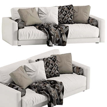 Luxurious Katarina Blanche Velvet Sofa 3D model image 1 