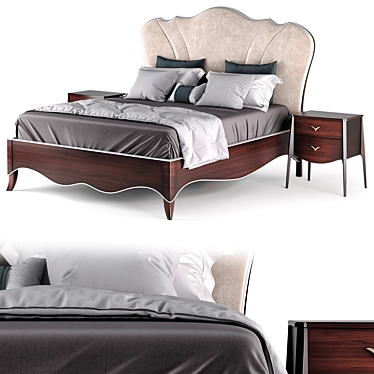 Luxurious Fratelli Barri Rimini Bed & Nightstand 3D model image 1 