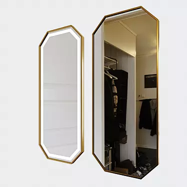 Unique Title: Apika Lines 001L Brass Framed Mirror with LED Lighting 3D model image 1 