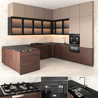 Modern Kitchen Design Set 3D model image 1 