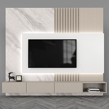 Modern TV Wall Unit 55" - Sleek Entertainment Center 3D model image 1 