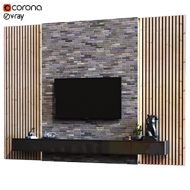 Sleek TV Wall Set 017 3D model image 1 