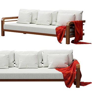 Elegant Mahogany Outdoor Sofa 3D model image 1 