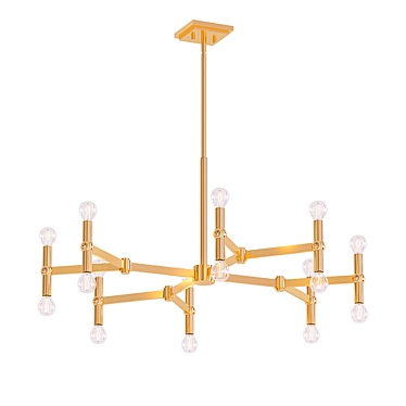 Elegant Satin Brass Chandelier 3D model image 1 