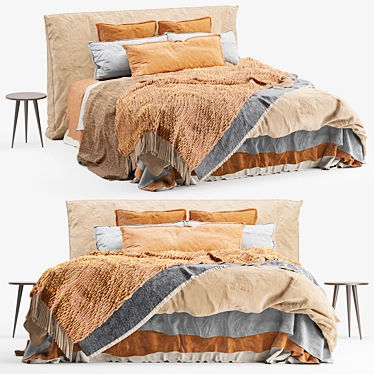 Luxurious Flocca Linen Bed by Hale Mercantile 3D model image 1 