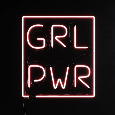 Neon GRL PWR Sign 3D model image 1 