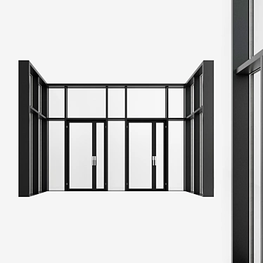 Panoramic glazing. A door. eight