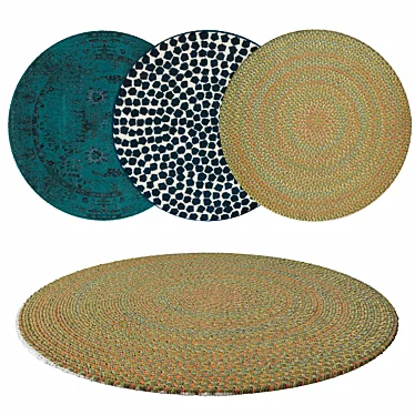 117x1.6cm Round Rug with High-Quality Textures 3D model image 1 