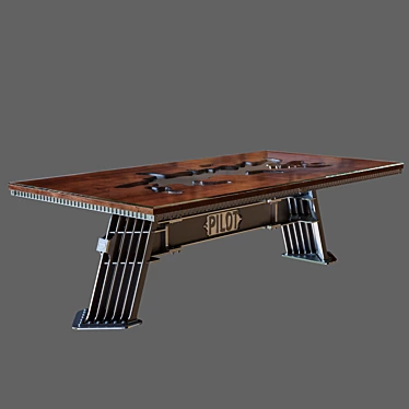Industrial-Inspired Steel Vintage Pilot Table 3D model image 1 
