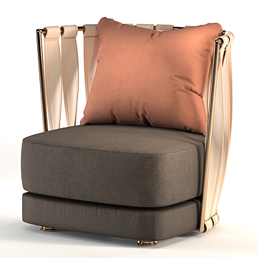 Elegant Armchair with 2 Fabric Materials 3D model image 1 