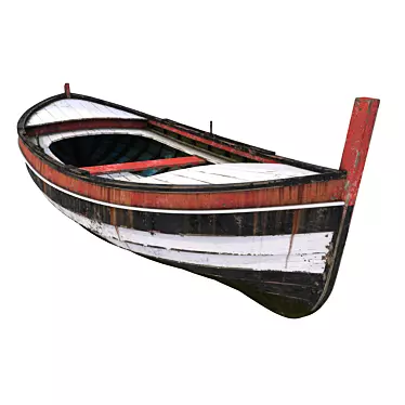 Rustic Vintage Wooden Boat 3D model image 1 