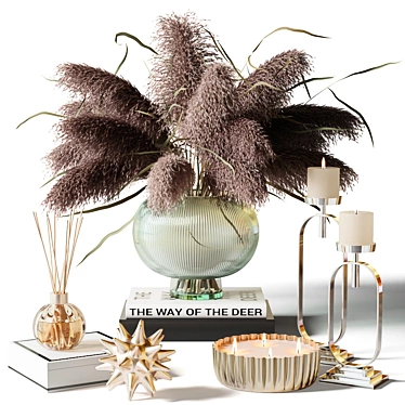Botanical Elegance: Glass Vase Decor Set 3D model image 1 