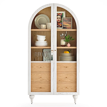 Fern Storage Cabinet: Elegant Wooden with Glass Doors 3D model image 1 