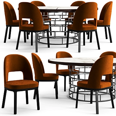 Elegant Flexform Mood Dining Set 3D model image 1 