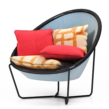 Modern Fabric Metal Lounge Chair 3D model image 1 