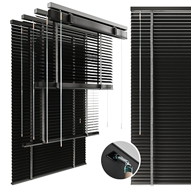 Black Metal Blinds 900mm 3D model image 1 