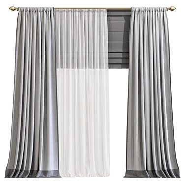 Elegant Draped Curtain 875 3D model image 1 