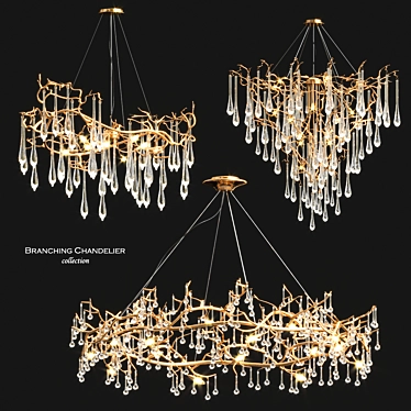 Elegant Aqua Chandelier Collection 3D model image 1 