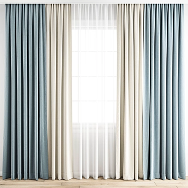 Premium Curtain 3D Model 3D model image 1 